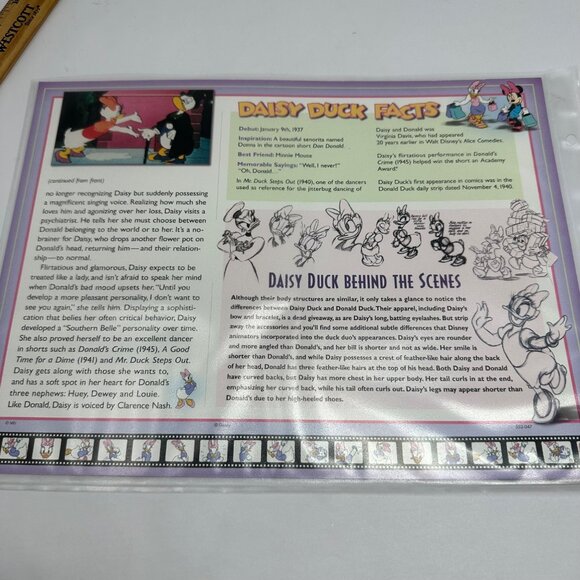 Willabee & Ward Disney Daisy Duck 1940 Collectible Patch & Fact Card - Picture 4 of 4